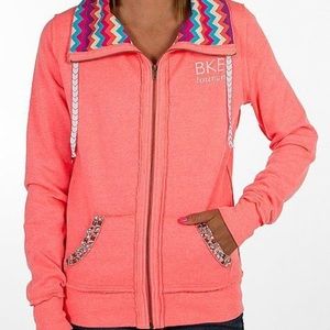 BKE Lounge Chevron Zipper Jeweled Sweatshirt